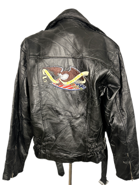 "God Bless America" Embroidered Moto Jacket