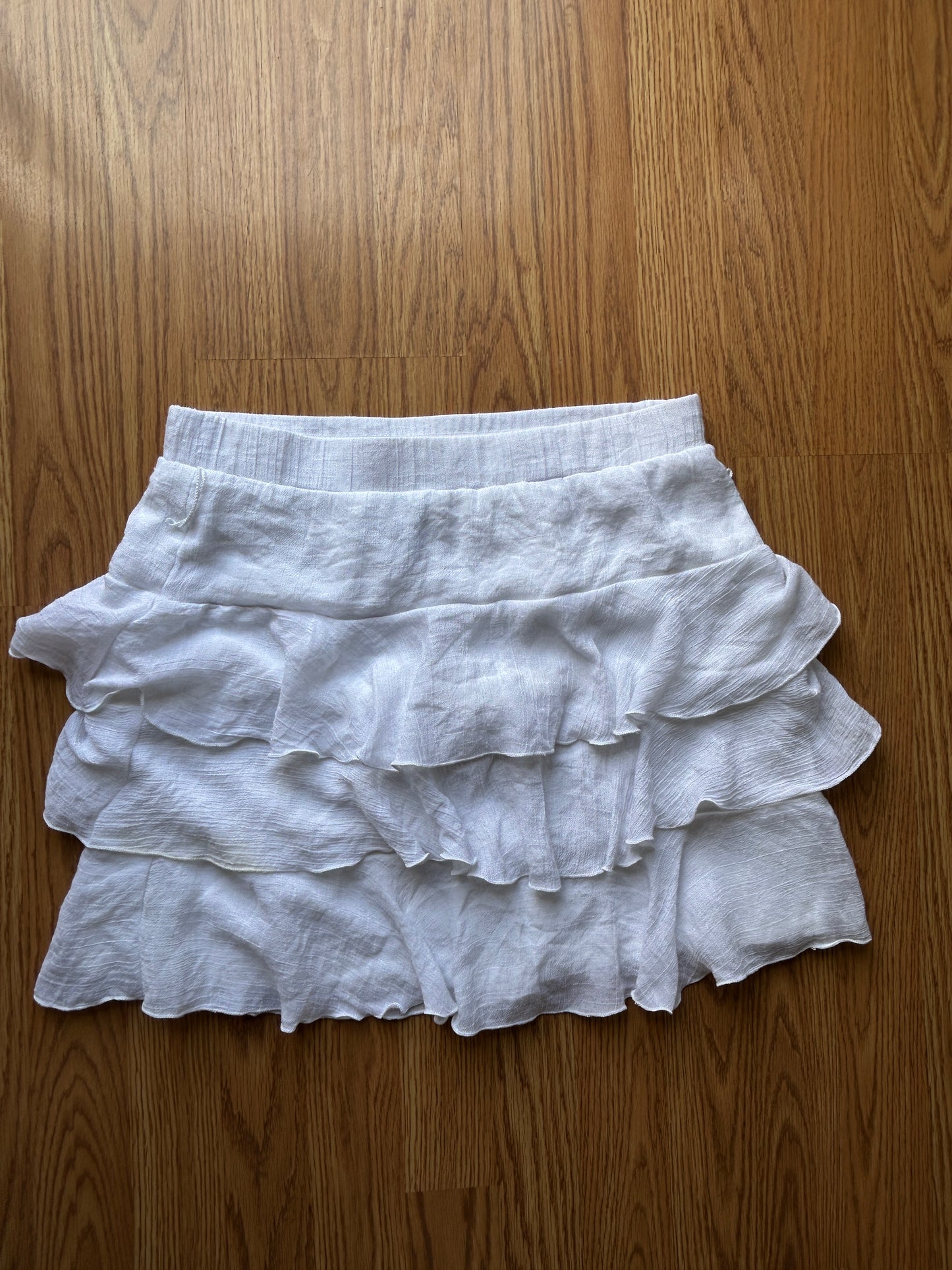 Tiered White Mini Skirt