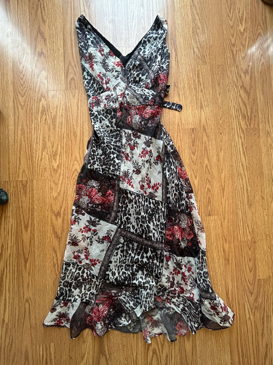 Vintage Floral Splash Dress w/ Tie