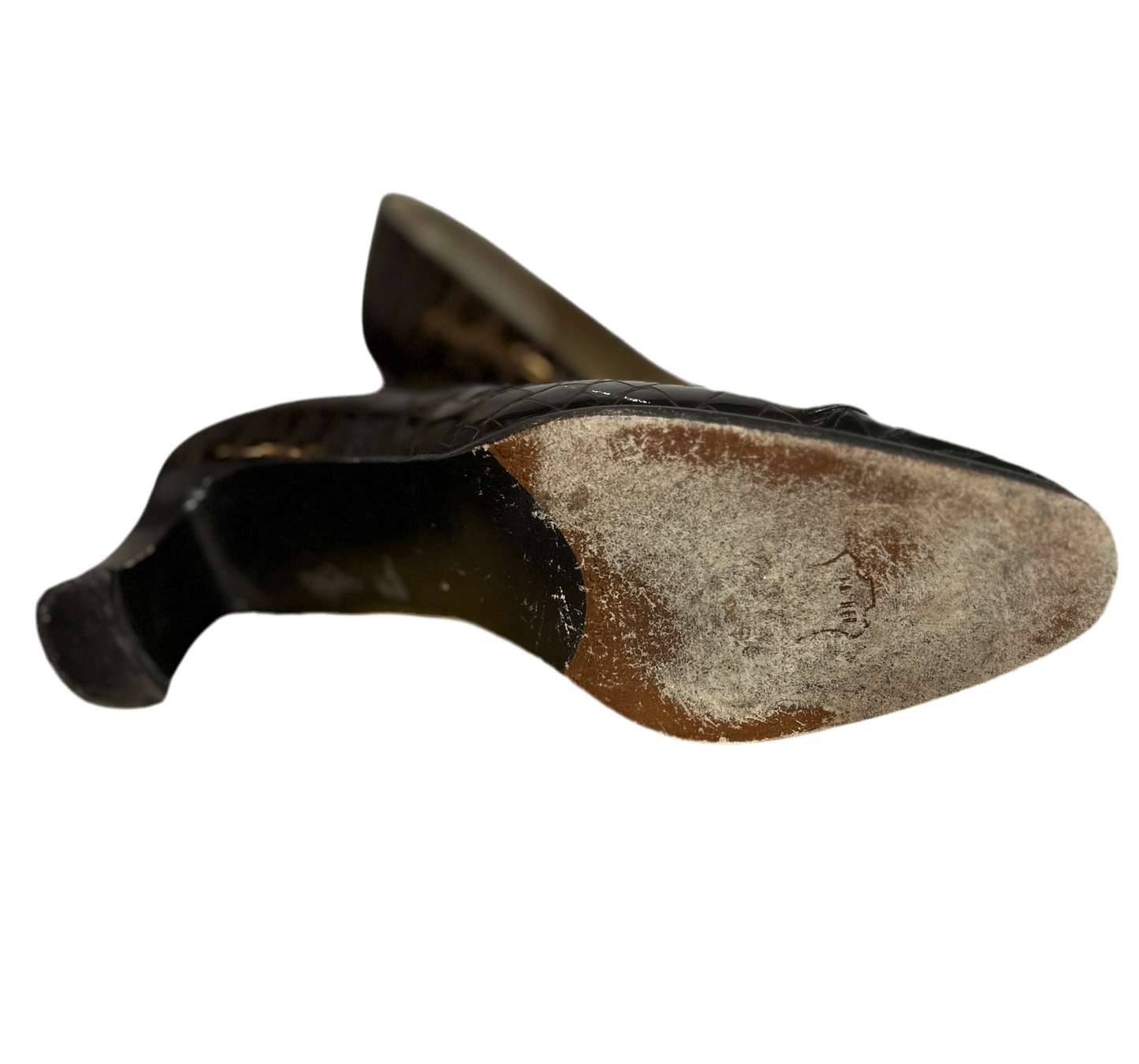 Stuart Weitzman Chocolate Croc Embossed Pumps