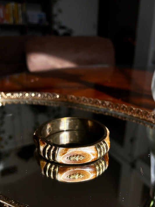 Vintage Wood and Brass Bangle
