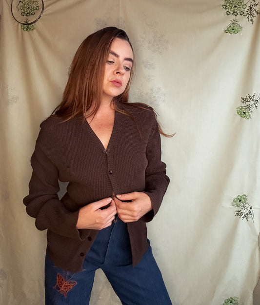 1990s Teddy Brown Jones New York Cardigan (Large)