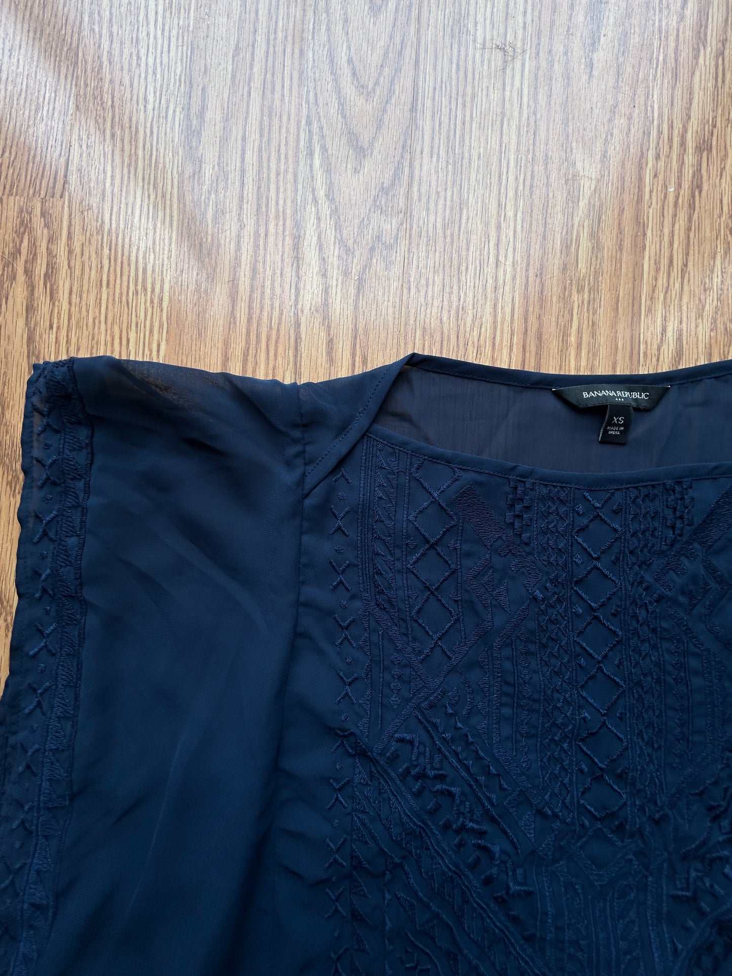 Banana Republic Sheer Boxy Peasant Top