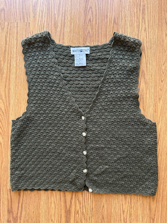 Vintage White Stag Crochet Vest