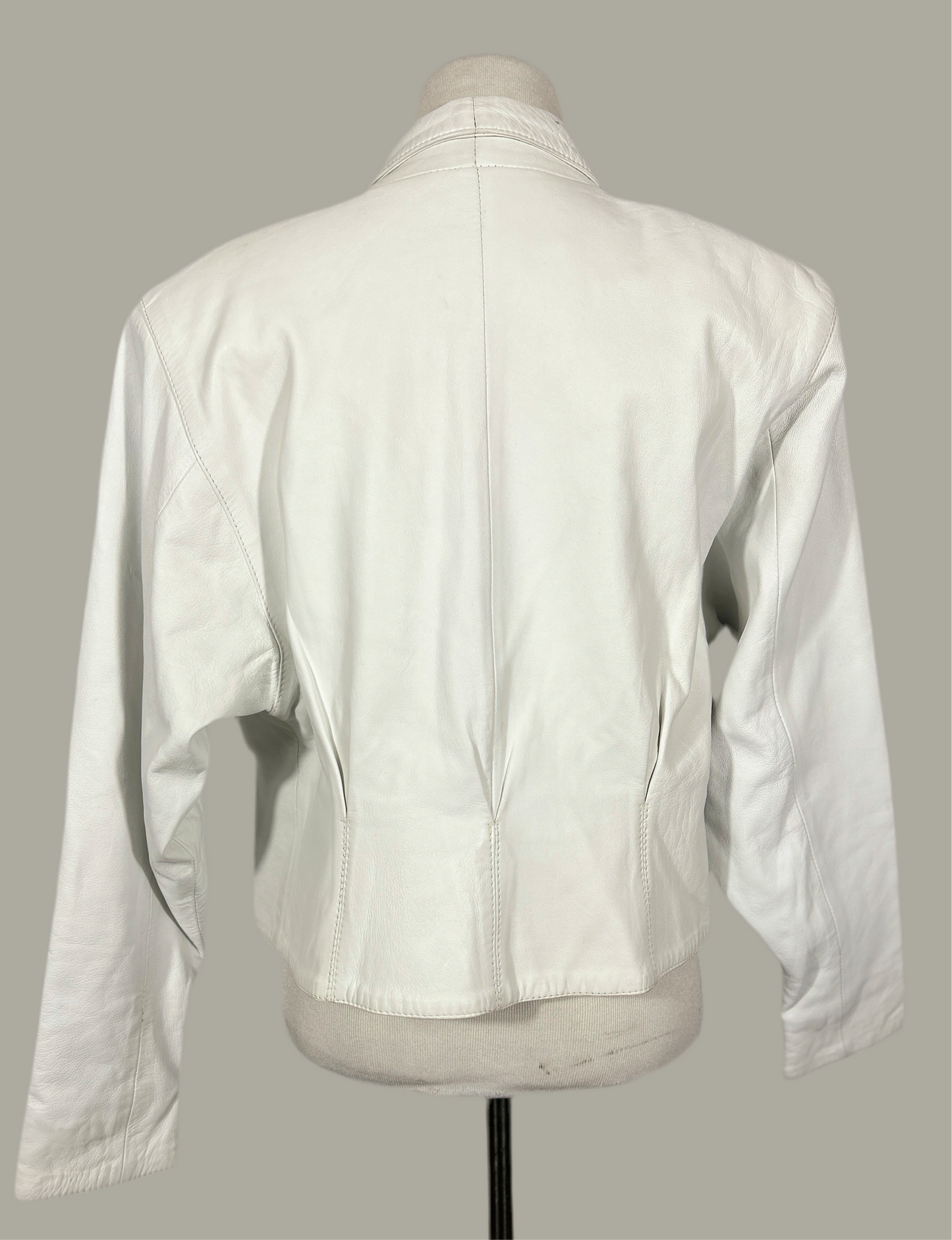 90s Cropped White Leather Jacket