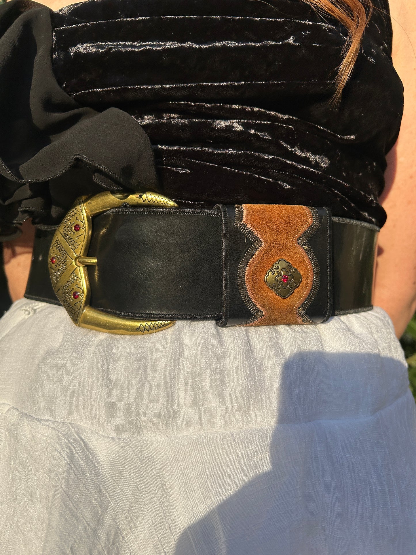 Vintage Burnished Gold Leather Belt