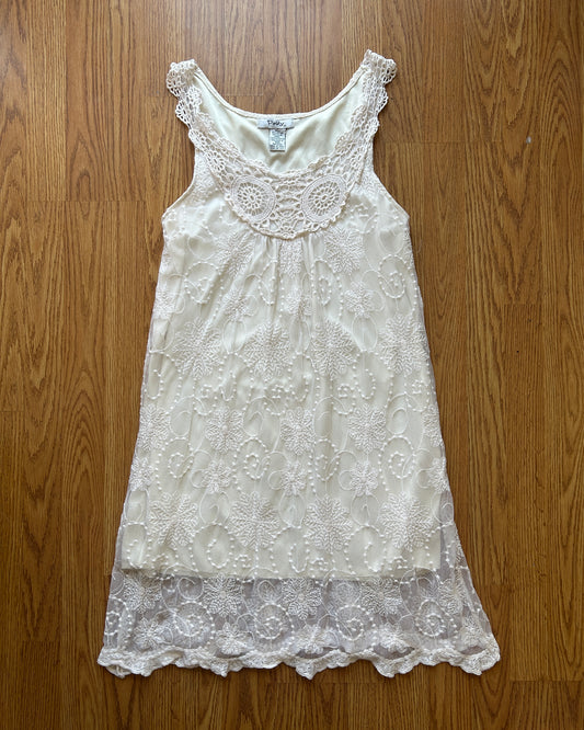 Lace lined Dress w/ Crochet Trim