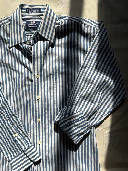 Navy Striped Button Up (Men's Large)