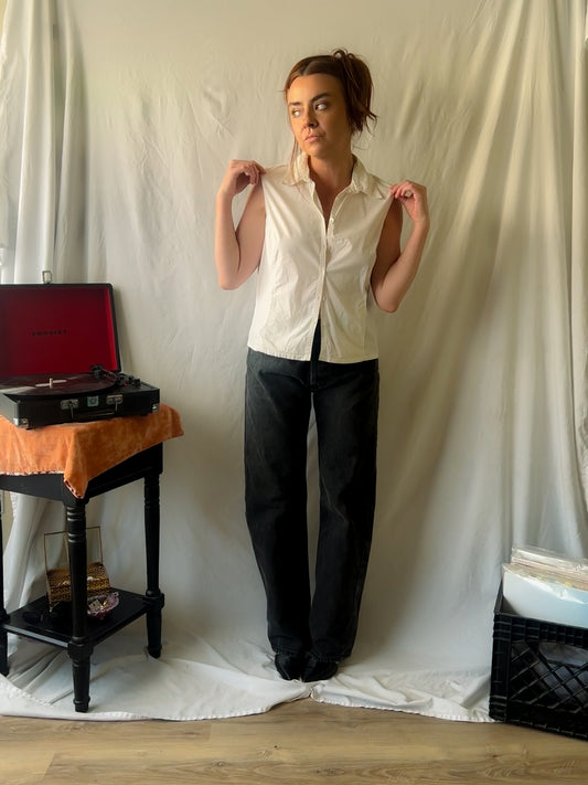 Sleeveless Ann Taylor Button Up