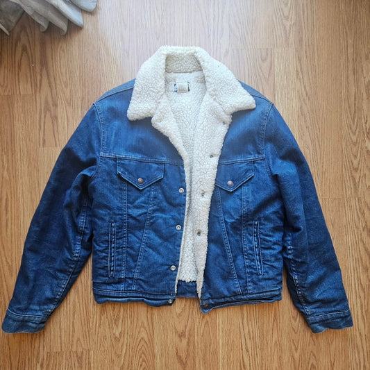 1970's Denim Sherpa Trucker Jacket - Size Large