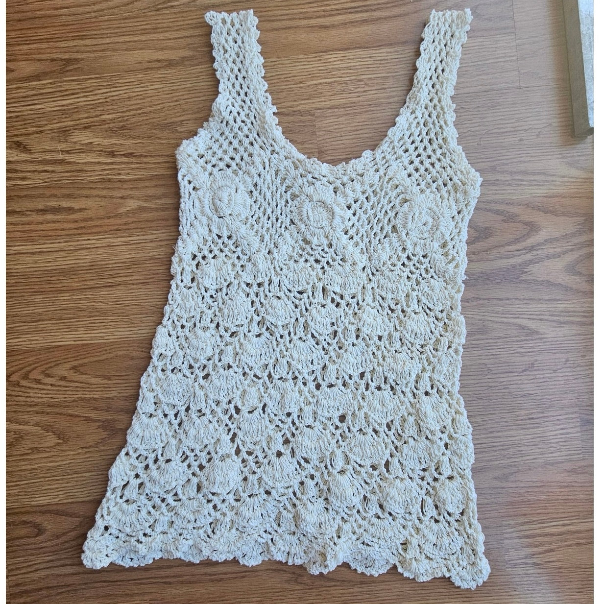Vintage Cream Crochet Tank Top - Size Small