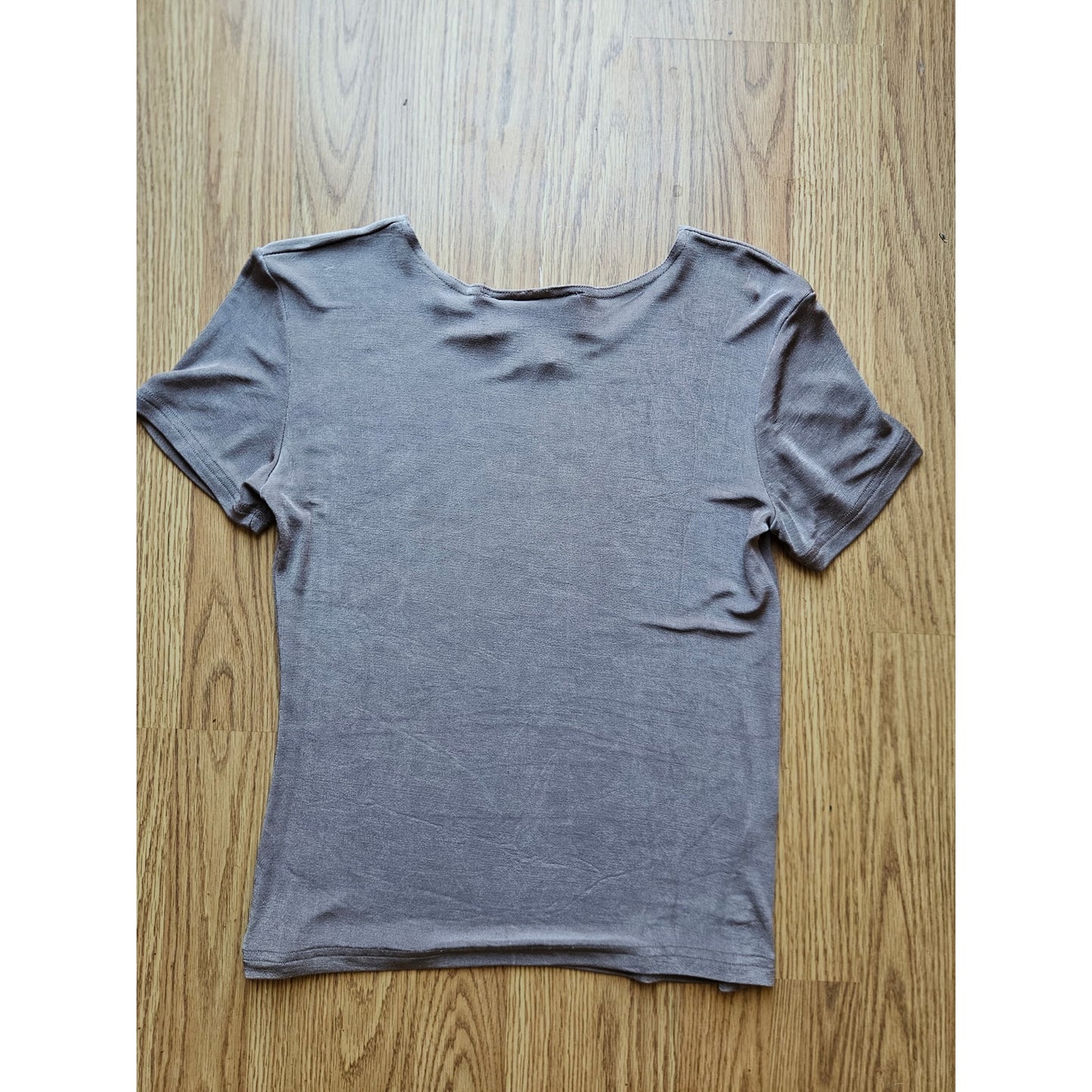 1990s Dusty Cocoa Crewneck Short Sleeve Blouse - Size Medium