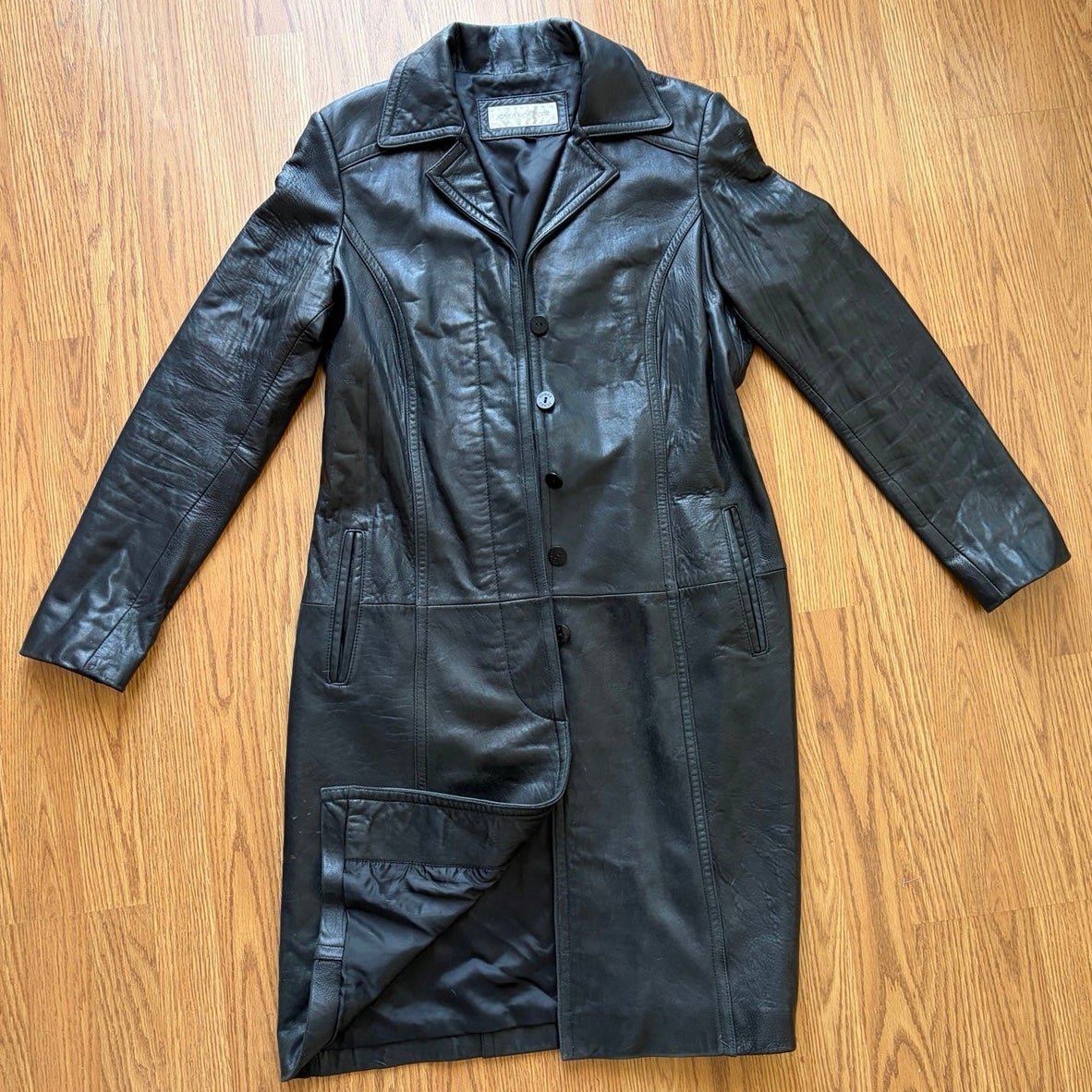 90's Jones New York Black Mid-Length Trench Coat - Size Medium