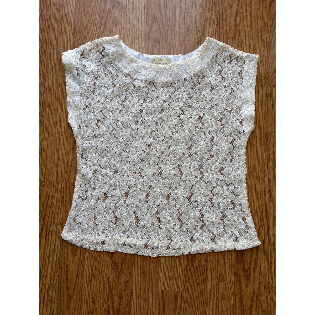 Vintage Handmade Cream Lace Blouse - Size Medium