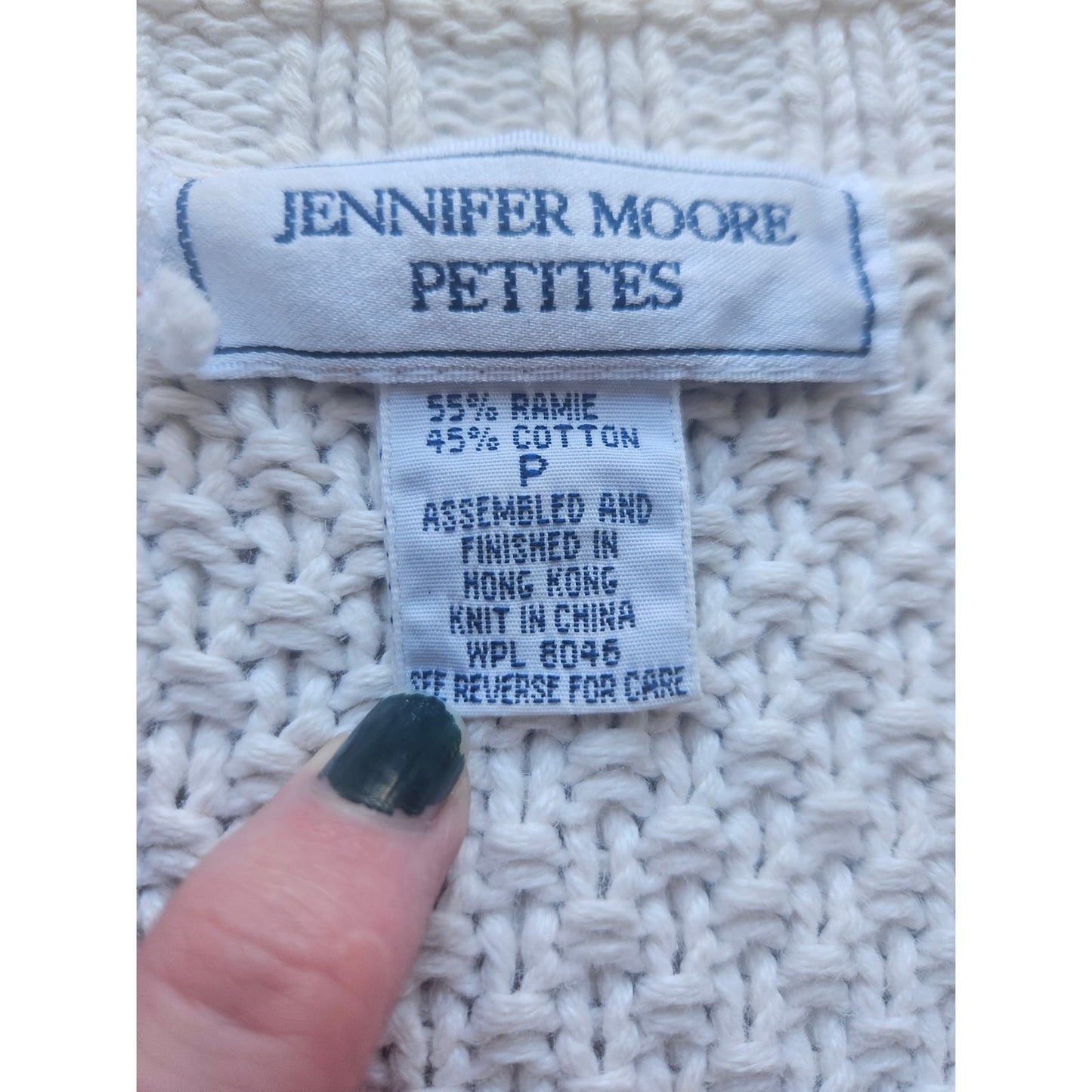 90's Cream Cableknit Oversized Cardigan - Size Petite Small