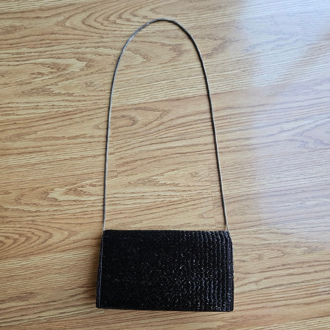 Black Vintage Beaded  Black Crossbody Bag