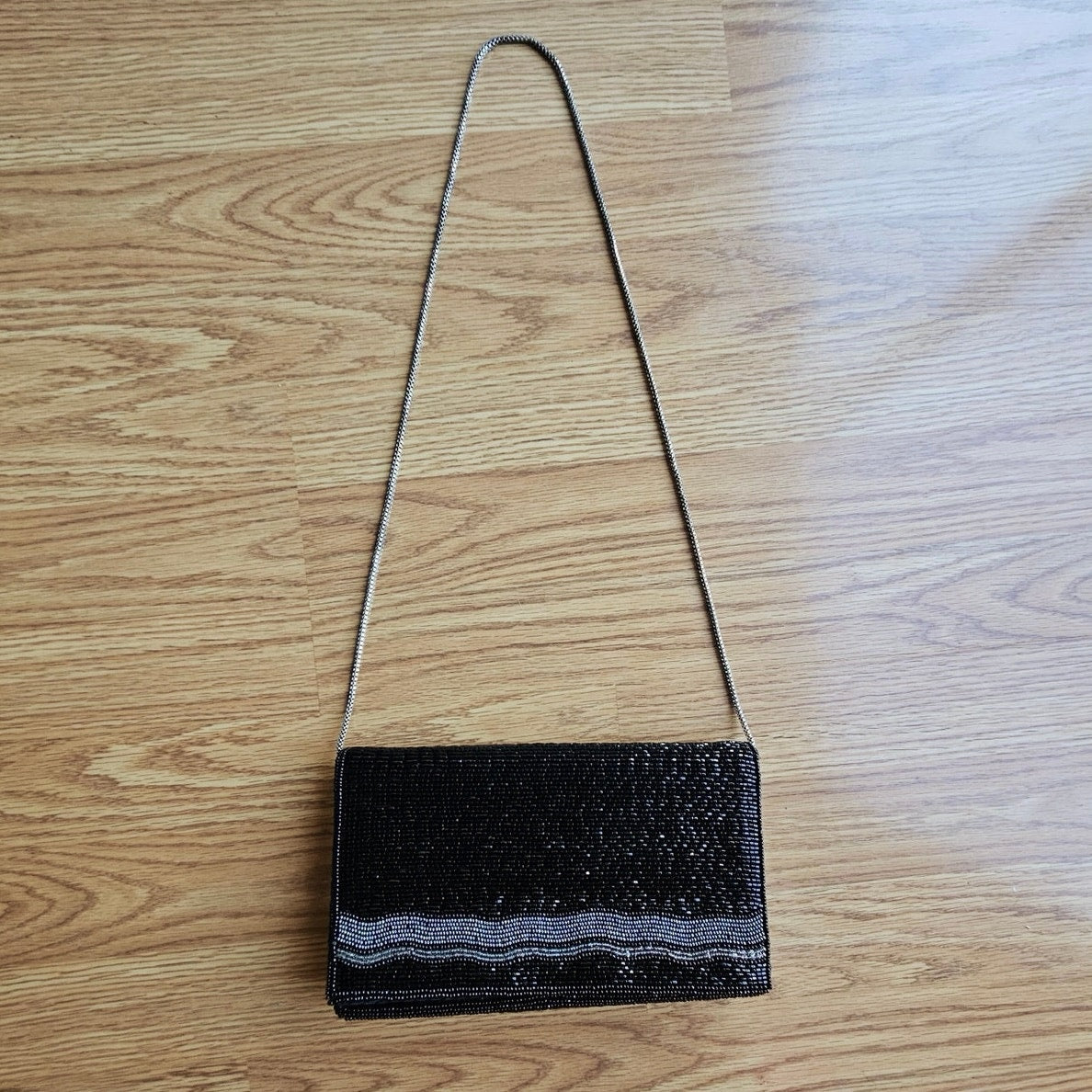Black Vintage Beaded  Black Crossbody Bag