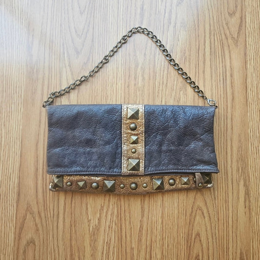Y2K Metallic Faux Leather Studded Handbag