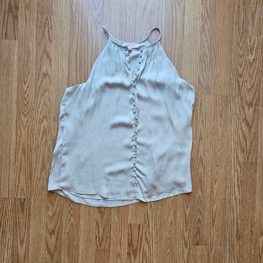 Y2K Grey Halter Tunic Tank, Boho, Indie Sleaze - Size Small