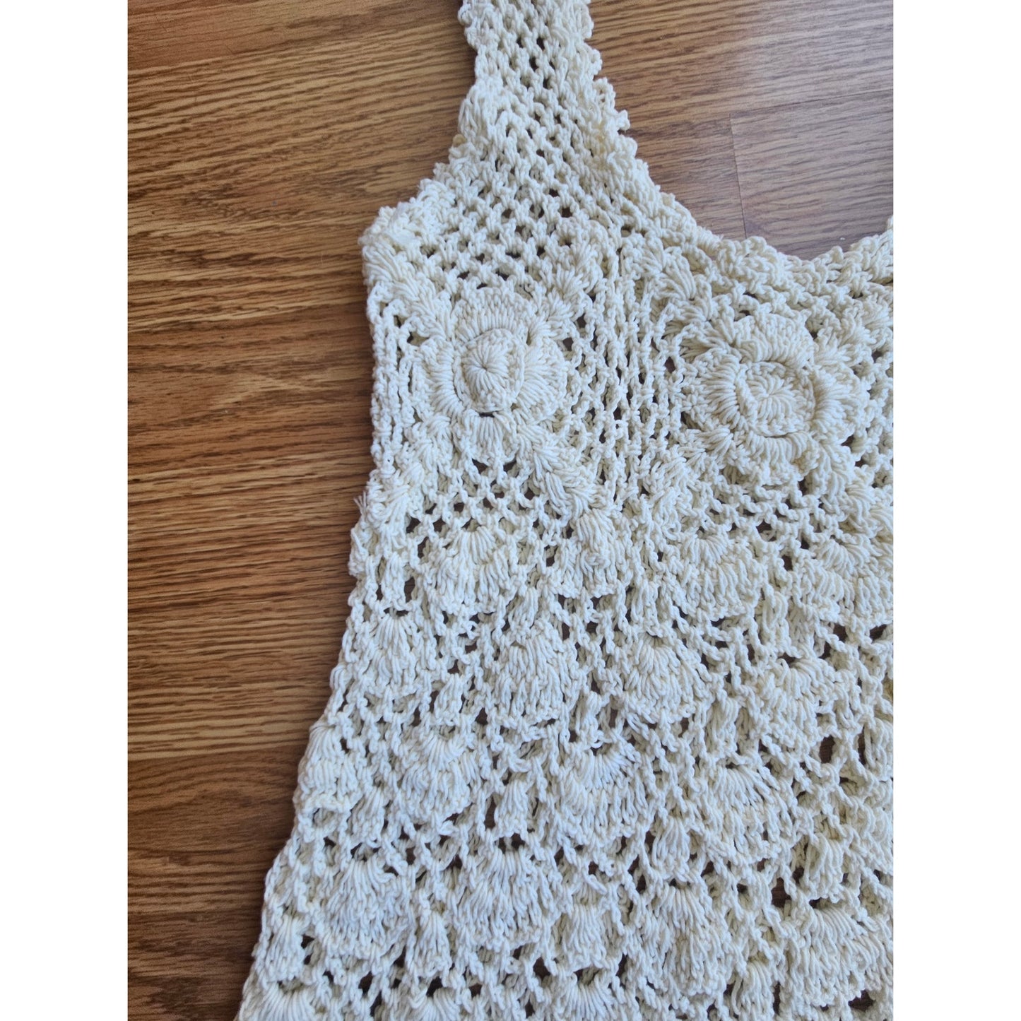 Vintage Cream Crochet Tank Top - Size Small